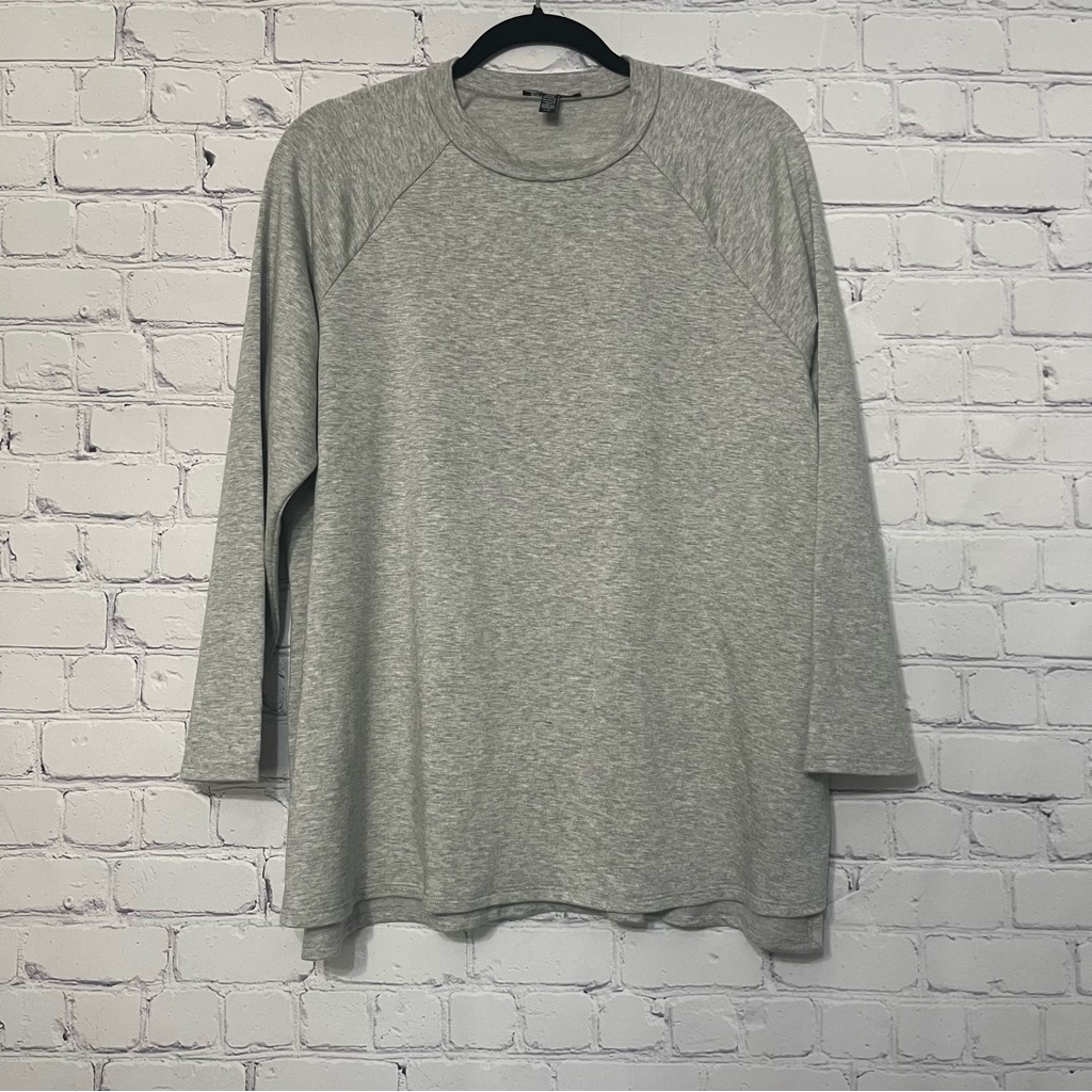 Eileen Fisher Light Gray Sweater Women Sz Large Organic Cotton Blend Soft Comfy